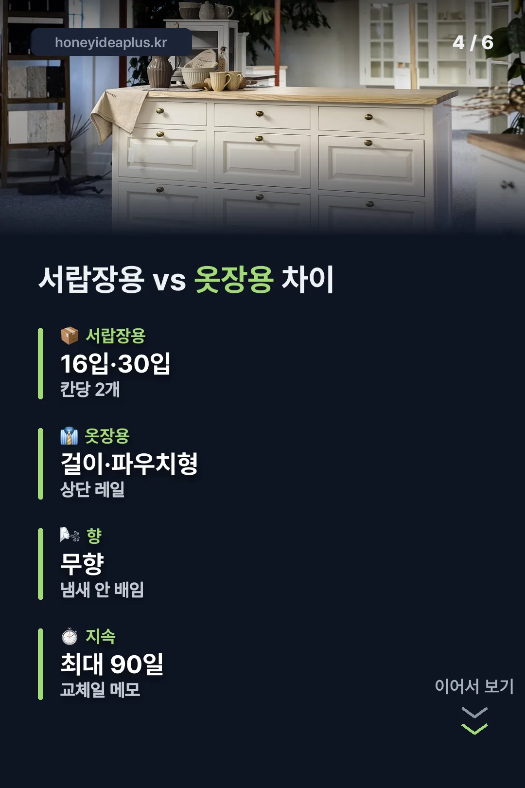 서랍장용과 옷장용 차이